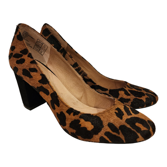 LAND'S END Calf hair and Black Suede leather Leopard print heels SIZE 6.5M - Picture 4 of 12